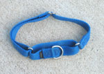 A blue nylon limited-slip collar